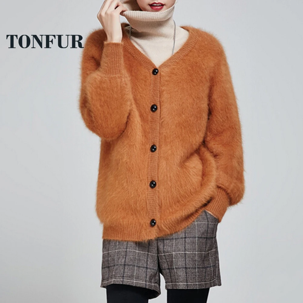 100 Real Mink Cashmere Cardigans Women Casual Fashion Top Rated Mink Fur Sweaters Single