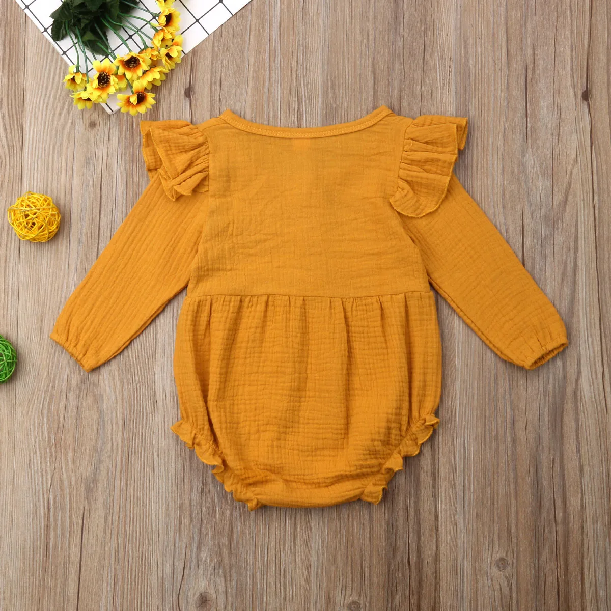 0-24M Summer Toddler Infant Baby Girl Boys Bodysuits Solid Long Sleeve Ruffles Jumpsuit Sunsuit Clothes 0-24M Summer Toddler Infant Baby Girl Boys Bodysuits Solid Long Sleeve Ruffles Jumpsuit Sunsuit Clothes
