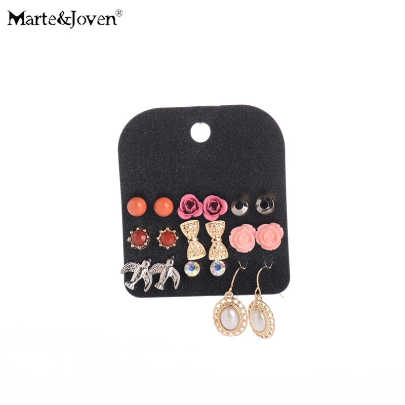 9 пар женские серьги гвоздики с цветком|stud earrings set|earrings setset for women |