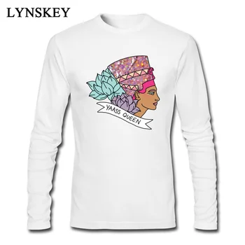 

2018 Men's Brand Slim Fit T-Shirts Online 100% Cotton O Neck Long Sleeve Male Tshirt Egyptian Yaass Queen Vintage Top T Shirts