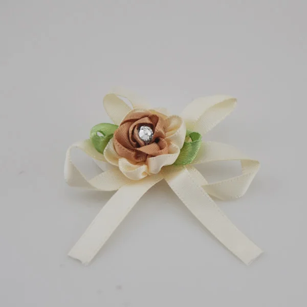10pcs satin ribbon flowers bow w/leaf stone wedding sewing appliques DIY B122 10pcs satin ribbon flowers bow w/leaf stone wedding sewing appliques DIY B122