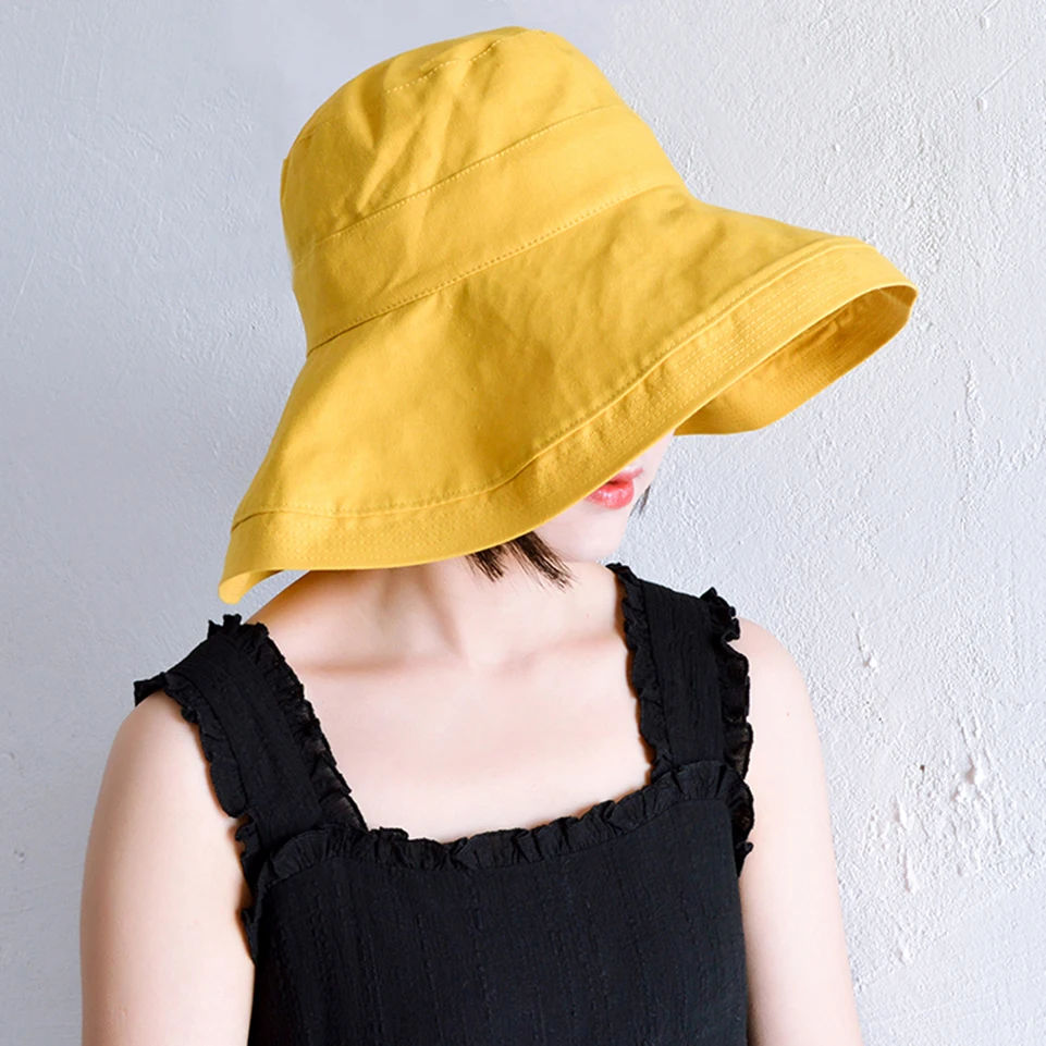 

2019 Women's Sun Hat Summer Beach Cap Cotton Black Yellow Pink Color Ladies Wild Casual Solid Cute Hat