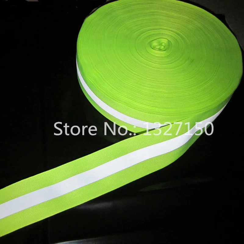 2" Width Lime Green Reflective Fabric Warning Tape Patches Edging Braid