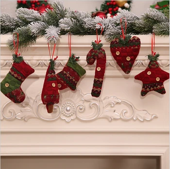 

Christmas Decoration for Home Crutches Stars Sock Gift Bag Xmas Tree Hanging Pendant Door Wall Plate Drop Ornament Kid Gift