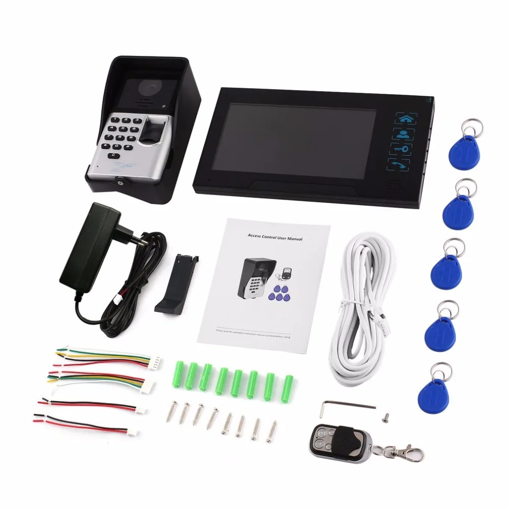 

Video Intercom 7 inch TFT LCD Monitor Video Door Phone MIC Fingerprint/Code Unlock Indoor Monitor Outdoor Camera