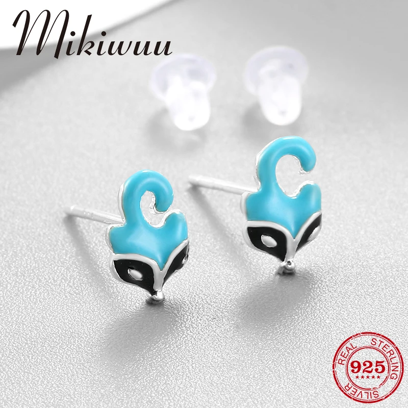 

New Arrival 925 Sterling Silver Blue Enamel little fox Stud Earrings Jewelry For Women Earrings Gift For Girls
