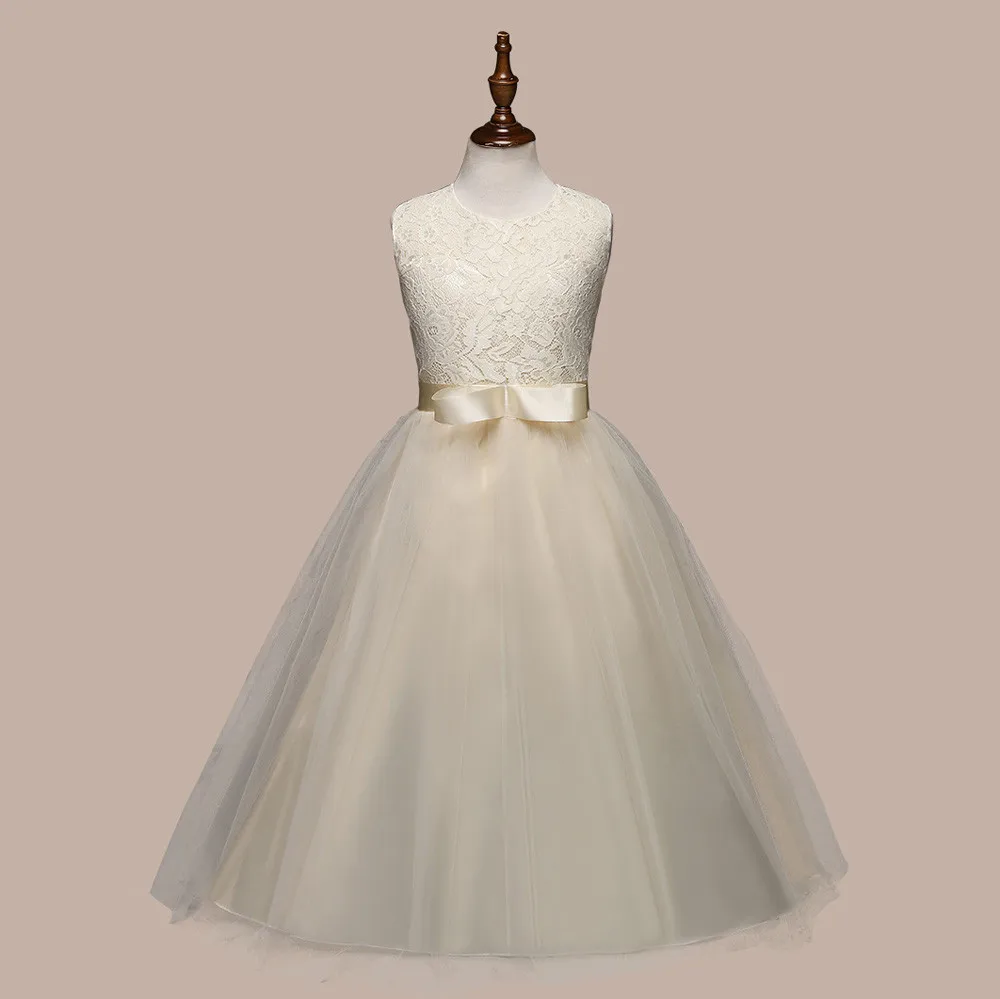 Harga Bayi perempuan Putri gaun O leher Ikatan Simpul Tanpa Lengan Formal Pageant Ball Gown Gaun Liburan untuk anak anak A1