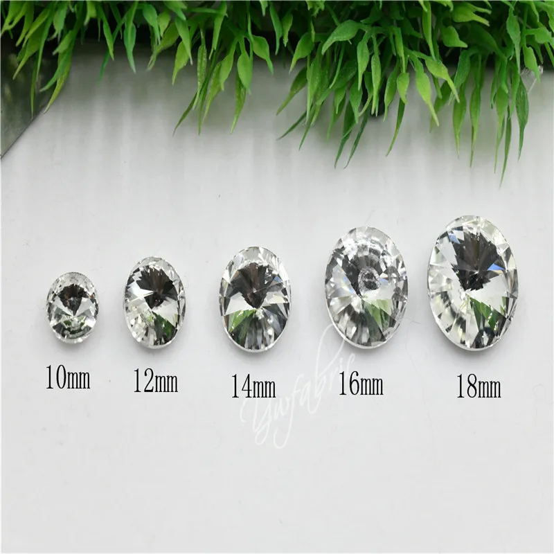 Rivoli 라인 석 유리 크리스탈 포인트 백 쥬얼리 바느질 비즈 만들기 6mm 8mm 10mm 12mm 18mm