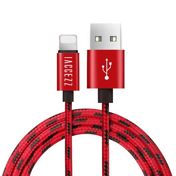 ACCEZZ нейлоновый usb-кабель для зарядки Iphone X XS Max XR 5S 6S 6 7 8 5C Plus, шнур для быстрой зарядки телефона, кабель для зарядки и передачи данных - Цвет: Red