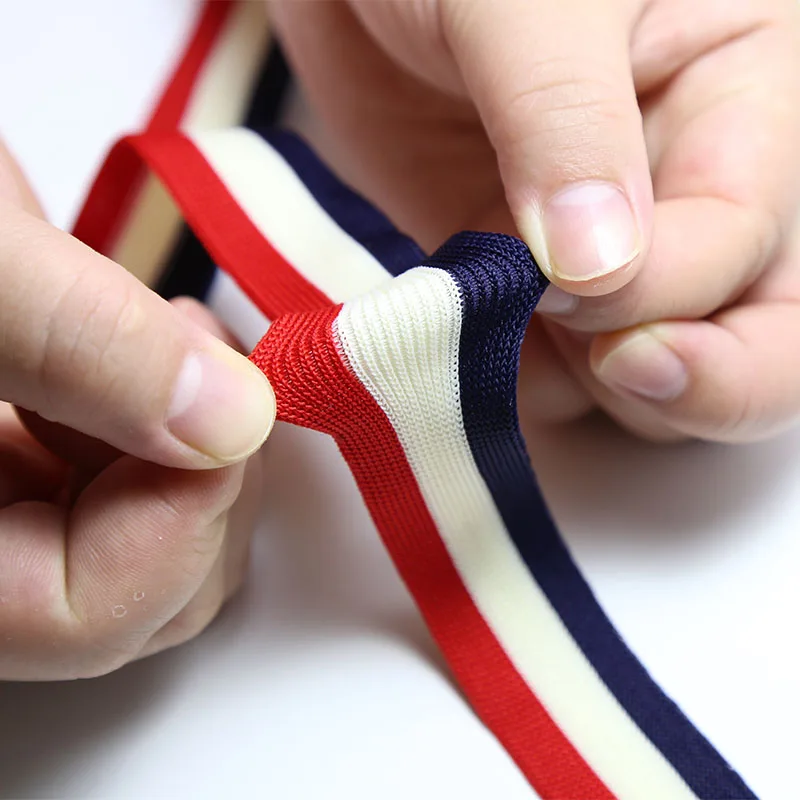 

3 colors red, white and blue ribbon can stretch with micro elastic knitting cloth tape ribbon elastic webbing