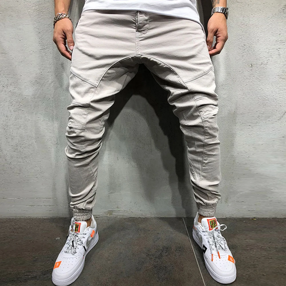 

Summer Men's Size Zipper Casual Pants Men's Solid Slacks Ankle Length Pants Mid Waist Man's Casual Trousers Fashion New 2019 D40