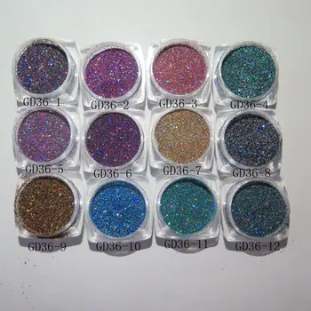 

100g/bag Free Shipping Wholesale 1/128 0.2mm Mix Color Holographic Glitter Powder Laser Glitter Decoration Nail Art Glitter GD36