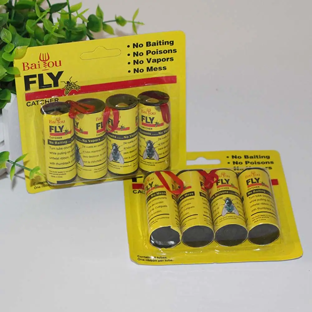 4 упаковки летающие липкие бумажные полосы комаров Ловца убийца летающие насекомые Нетоксичная ловушка для летающих насекомых