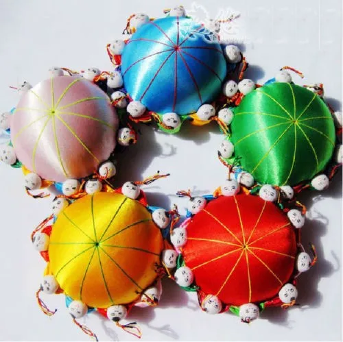 

wholesale 5PCS Chinese HANDMADE Silk Sewing Tool vintage pin Cushion with10 cute kids