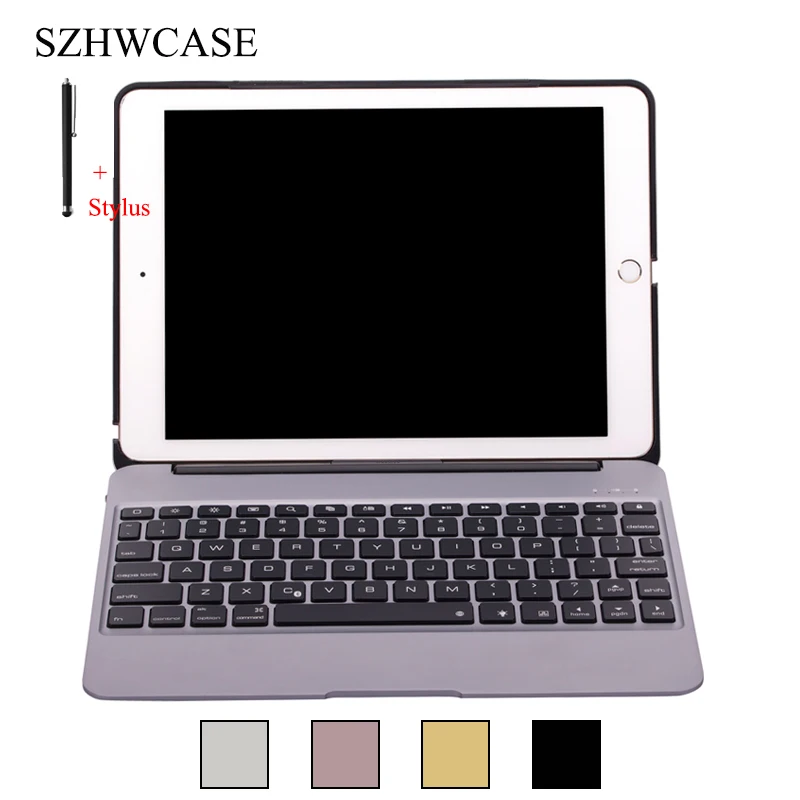 

Wireless Bluetooth Keyboard For iPad Air 2 Case Cover For iPad Air 2 Aluminum Alloy Tablet Flip Stand For iPad Air 2 +Stylus