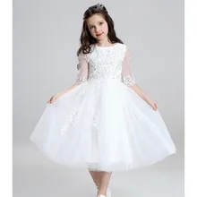 Роскошное бальное платье на молнии, Аппликация из бисера, красные, белые платья с цветами для девочек, Тюлевое детское платье для первого причастия, вечерние платья