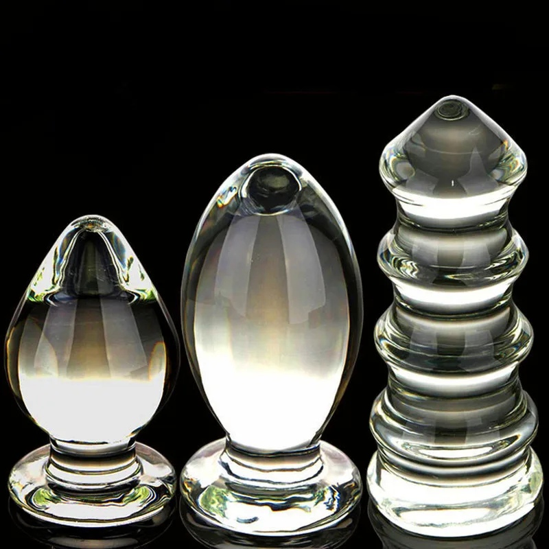 3 Size Optional Crystal Glass Anal Sex Toys Pocket