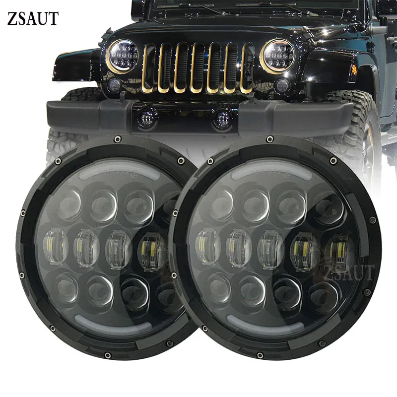 2шт H4 7 дюймов 105 Вт светодиодный фары Hi/Lo луч DRL для 97-16 Jeep Wrangler JK TJ CJ Patrol GR Y60 Hummer H2 Lada