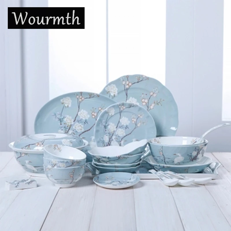 

Wourmth Cutlery Set Dishes Home Porcelain Dishes Tableware Simplicity Jingdezhen Ceramic Combination Gold Edge