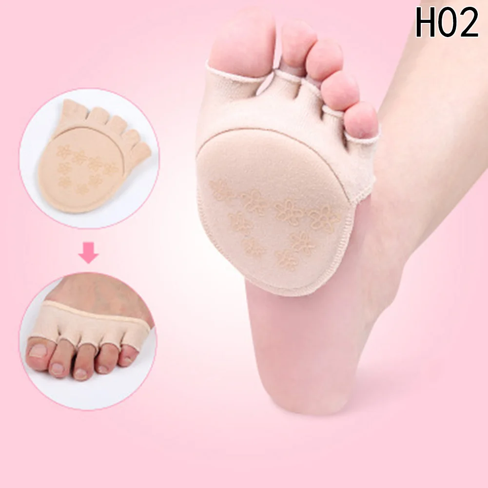 Giraffita Women Invisible Socks Non Slip Toe Half Grip Heel girl Five Finger Sock women outside half stealth calze Cotton Blend