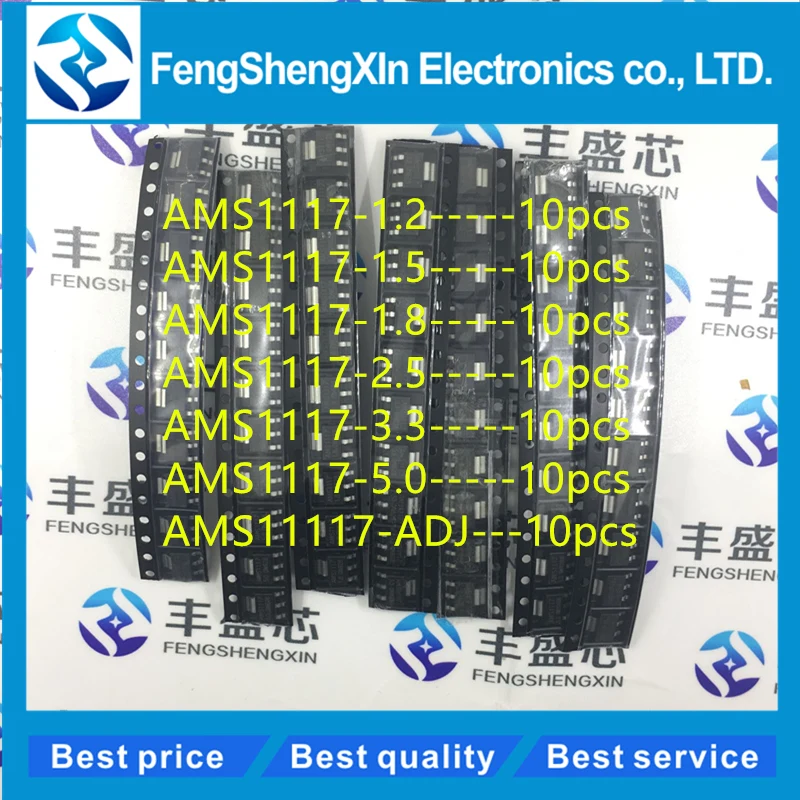 

7values *10pcs=70pcs AMS1117 Kit AMS1117-ADJ AMS1117-5.0V AMS1117-3.3V AMS1117-2.5V AMS1117-1.8V AMS1117-1.5V AMS1117-1.2V