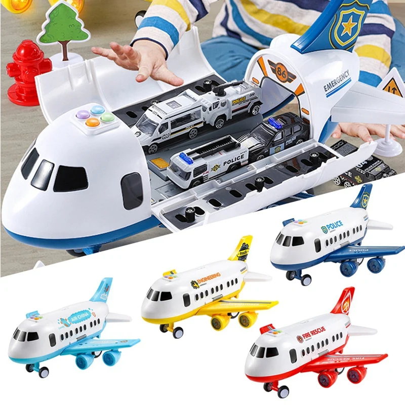 

Children'S Toy Aircraft Boy Baby Oversized Music Track Inertia Toy Car Plane Passenger Model Large Storage Space