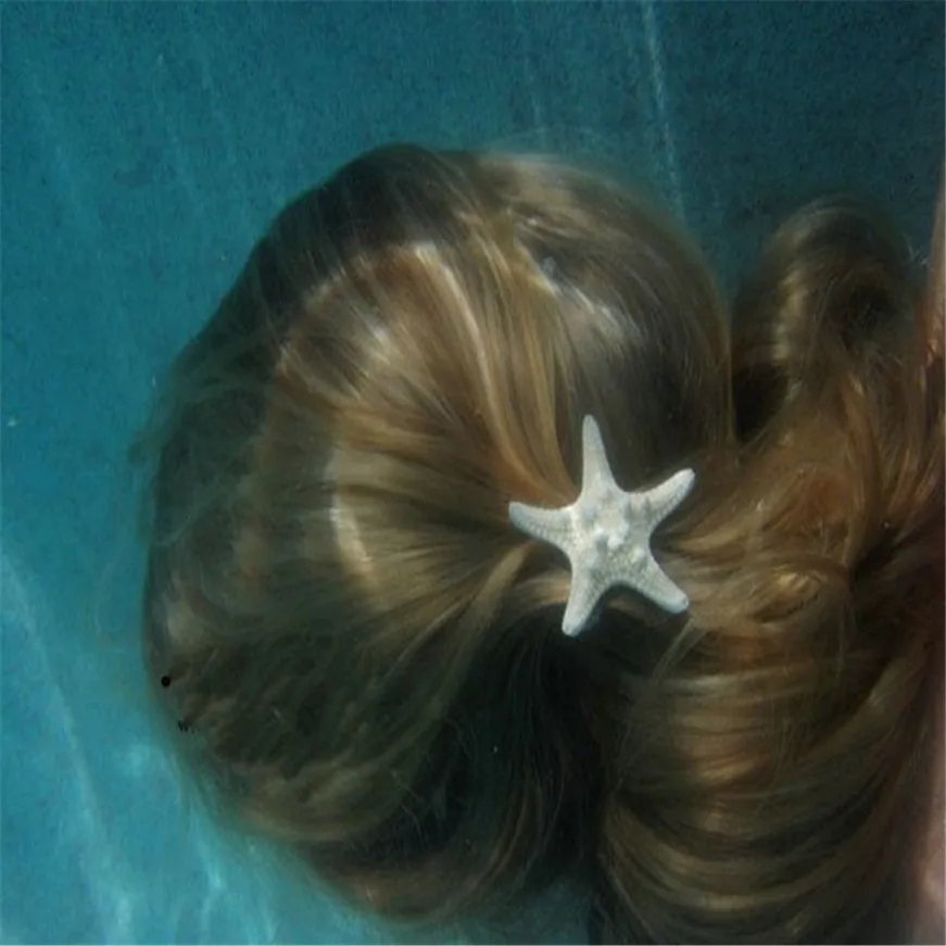 Европейская Женская Леди Девушка красивая натуральная морская звезда бежевый зажим для волос уход за волосами