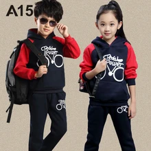 2016 Marque Enfants Fille Ensemble Automne Hiver Chaud Vêtements Pleine Manches Sport Costume Enfants Garçon Sweat À Capuche 4–12 Année Survêtements