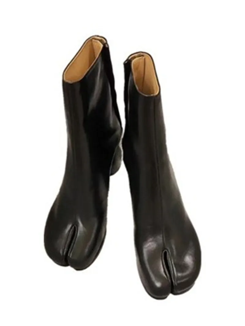 Новинка; дизайнерские женские ботинки «таби»; женские кожаные ботильоны на массивном каблуке; Bottines Femmes; женская обувь для подиума; Botas Mujer