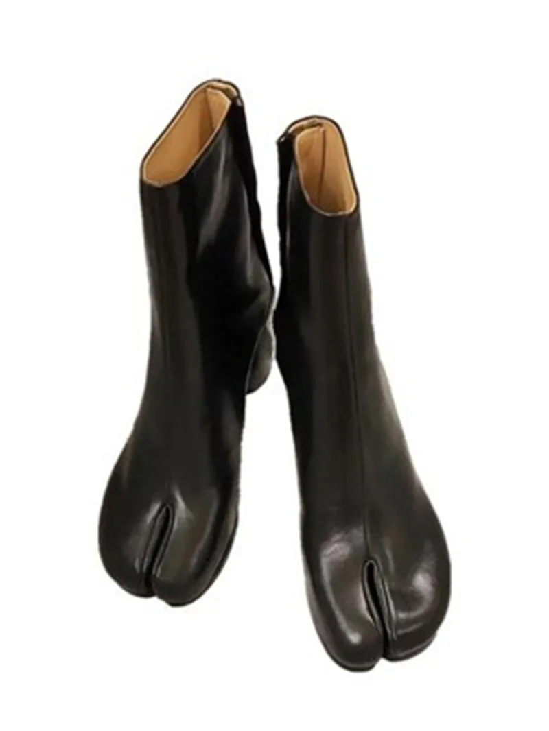 Zapatos Chunky Zapatillas Mujeres Las Botas Tabi Pic as Pista Pic As Cuero Diseñador Bottines Nuevo Mujer Tacones De Dedo qwf644A