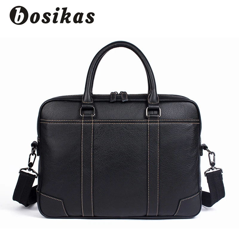 BOSIKAS Men Briefcases Genuine Leather Bags Business Briefcases Male Zipper Handbags Men Solid Messenger Bag Leather Laptop Bag BOSIKAS Men Briefcases Genuine Leather Bags Business Briefcases Male Zipper Handbags Men Solid Messenger Bag Leather Laptop Bag