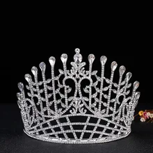 Joyería nupcial del pelo Europeo crystal crown gran joya de cristal corona del rhinestone lleno de lujo nupcial tocado