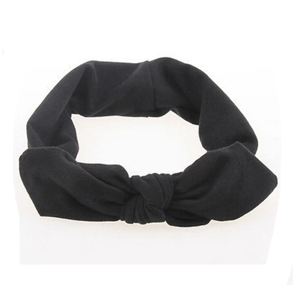 Hot Sale 1 pcs Women Fashion Elastic Stretch Plain Rabbit Bow Style Hair Band Headband Turban HairBand Hair Accessories - Цвет: black