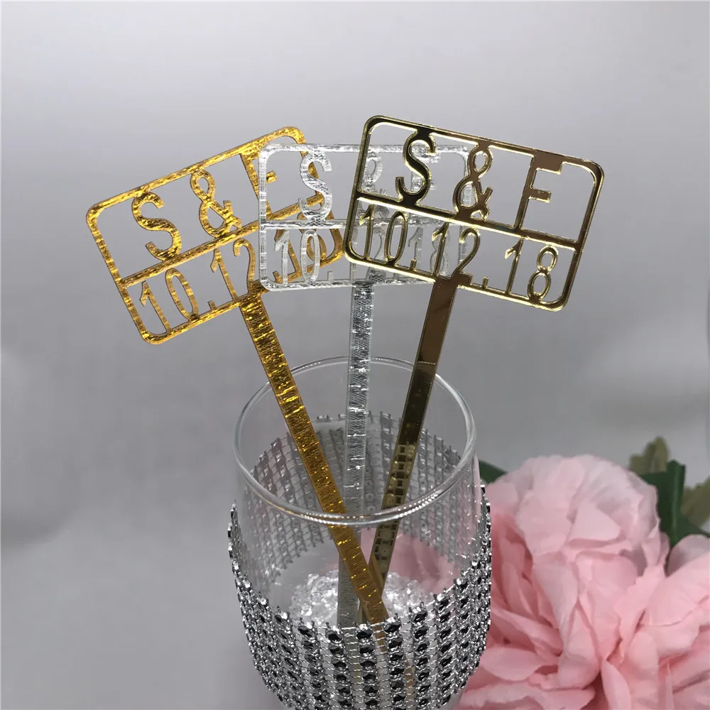 

Free Shipping 12pcs/lot Custom Place Cards Acrylic Drink Stirrers Escort Cards Wedding Party Bar Cocktail Stirs Swizzle Sticks