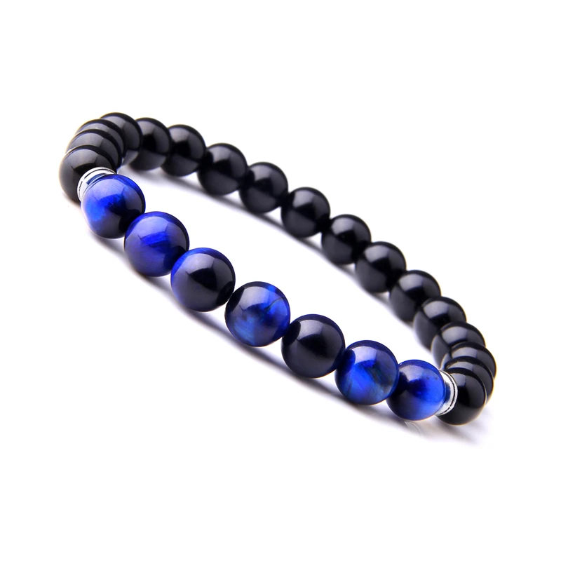 

Black Onyx Stone Classic Natural Stone Lapis lazuli Tiger Stone Bracelets for Women Men Round Bead Bracelet Pulseras Hombre