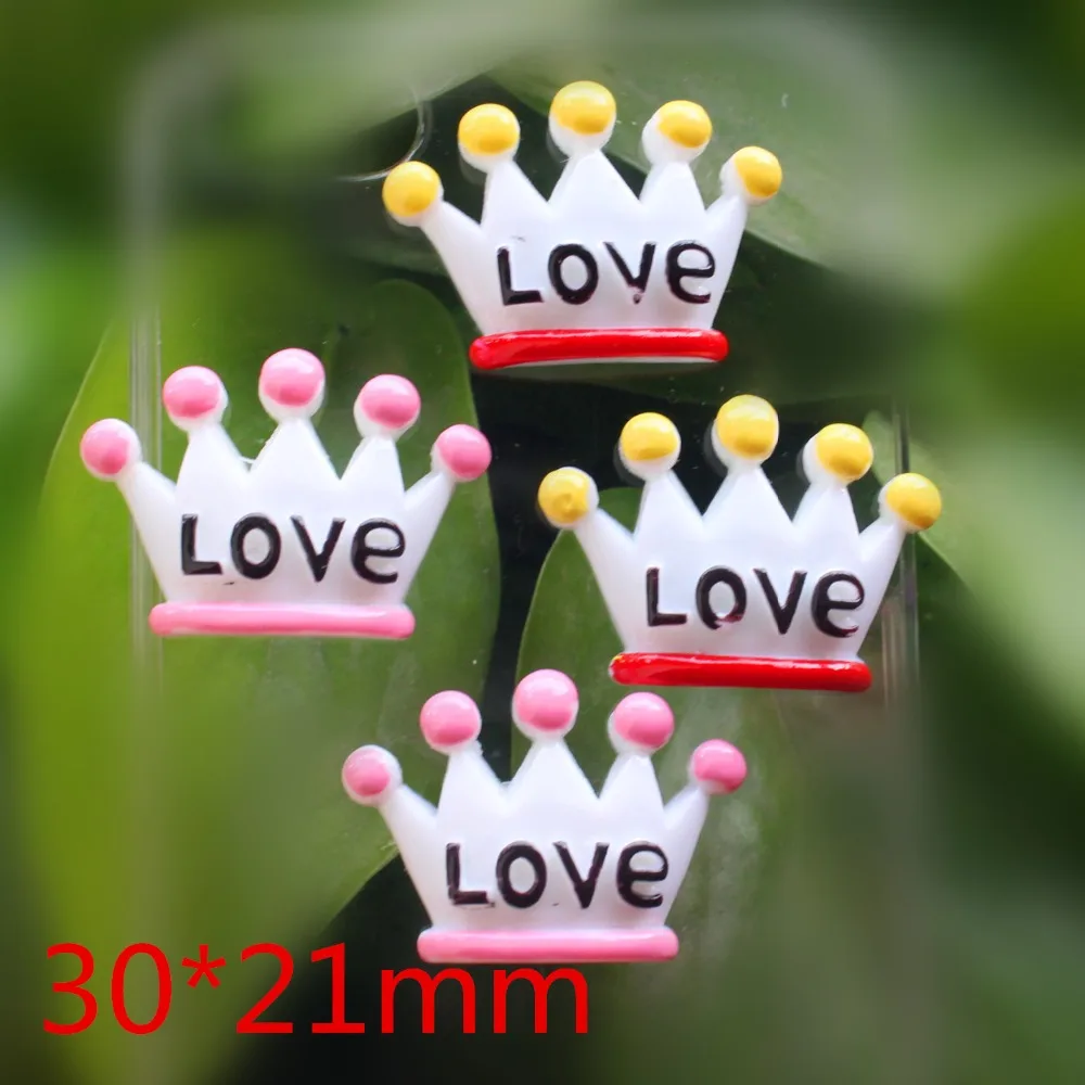 

30pcs/lot flat back resin cabochons accessoires kawaii resin crown with love
