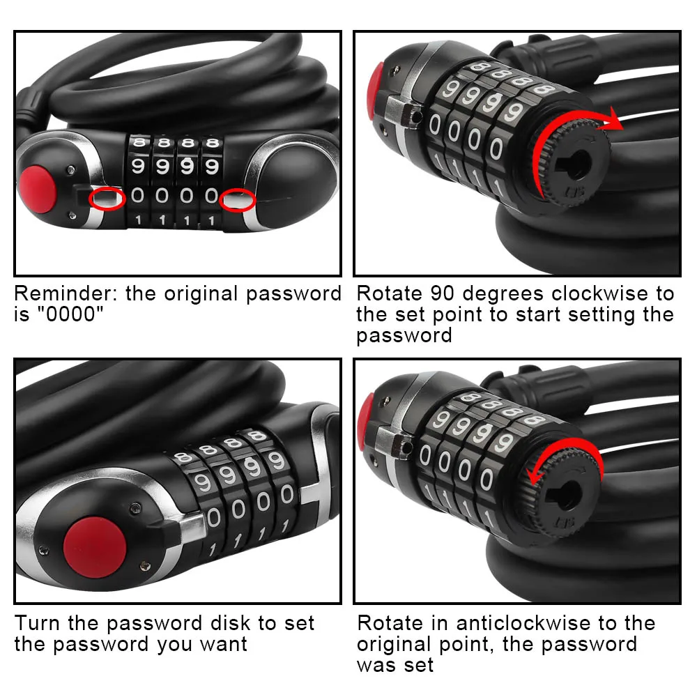 BIKEIN Pro на велосипеде Стальная проволока Anti-theft паролем для велосипедов MTB Электрический кабель замок безопасности Аксессуары для велосипеда