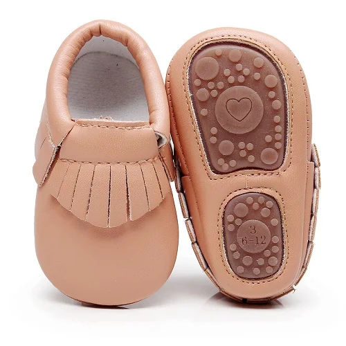Лидер продаж жесткая подошва цветочный принт искусственная кожа детские туфли-мокасины с бахромой детская обувь Нескользящая обувь для малышей ручной работы - Цвет: light pink