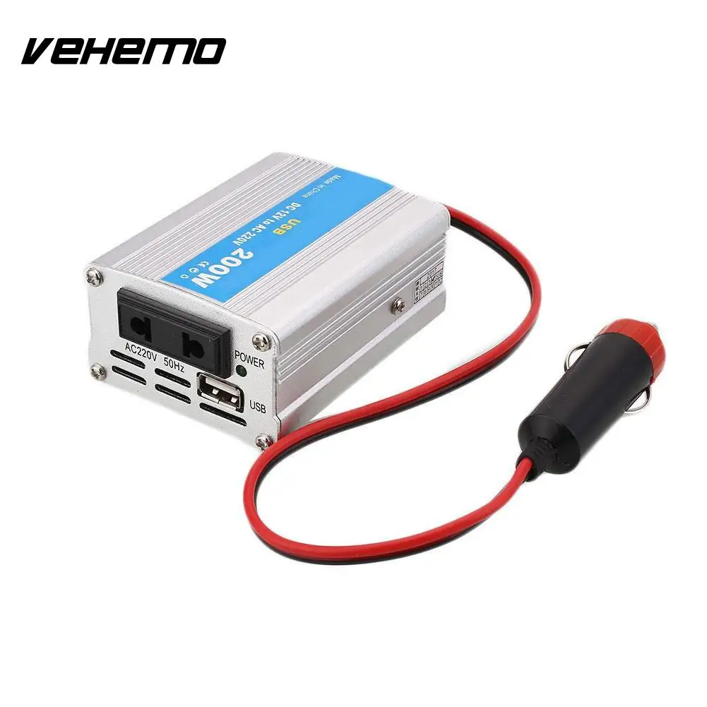 

200W Car Power Inverter USB Converter DC 12V To AC 220V w/Adapter Plug Compact*