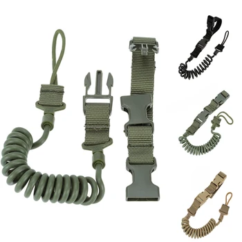 

Elastic Tactical Safety Lanyard Rope Outdoor Hunting Airsoft Paintball Spring Rope Adjustable Military Gun Sling