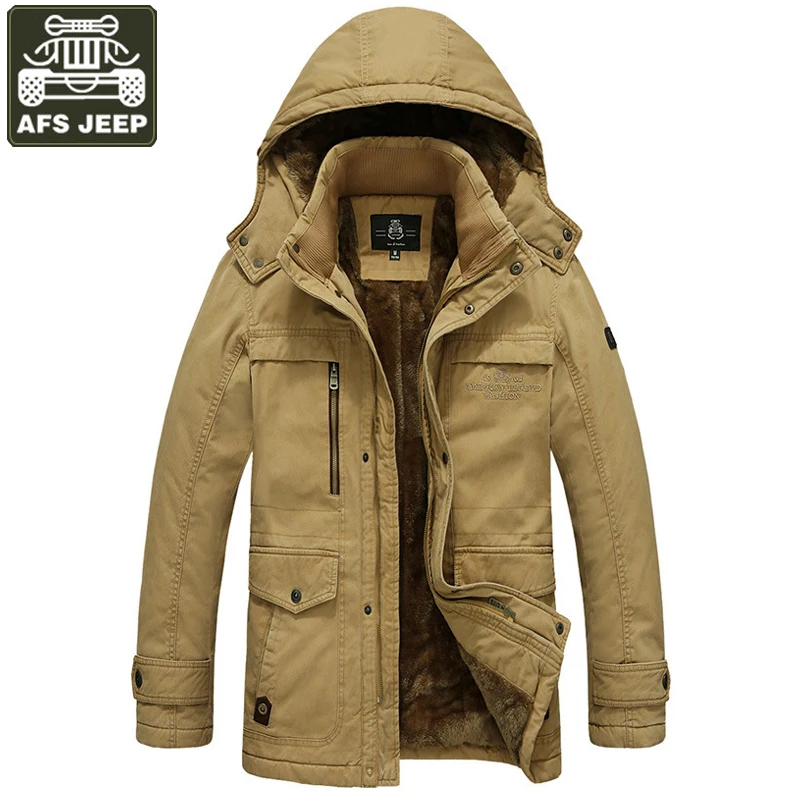 Afs джип парка зимняя куртка Для мужчин Толстая теплая шерсть лайнер с капюшоном воротник casaco masculino зимняя куртка плюс Размеры M-5XL парка Hombre