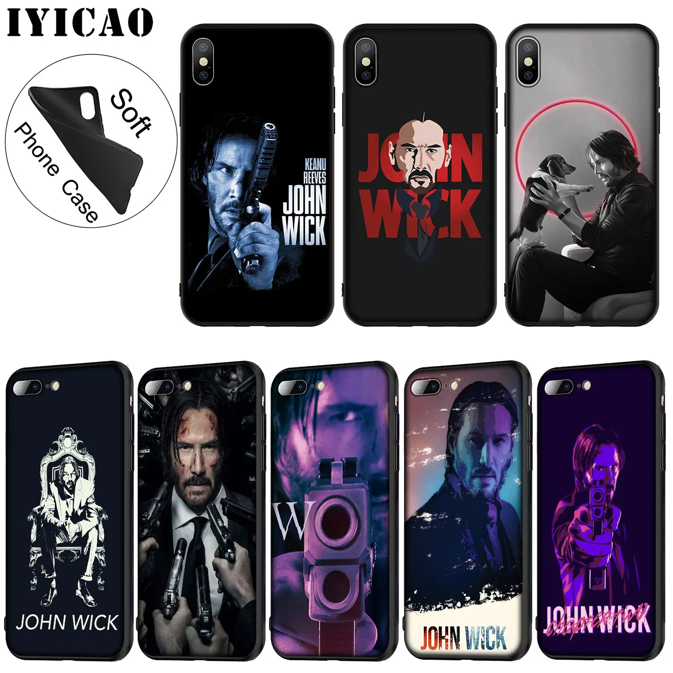 IYICAO John Wick Chapter Soft Silicone Phone Case for iPhone XR X XS 11 Pro Max 6 6S 7 8 Plus 5 5S SE TPU Black Cover |