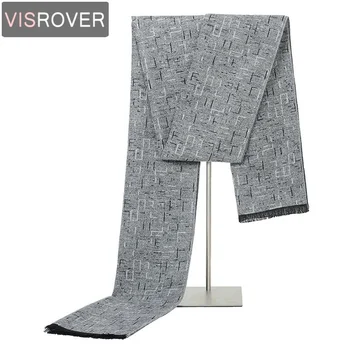 

Visrover Men Scarf Casual Business Scarves Winter Wool Silk Cashmere Scarf Luxury Brand High Quality Check Shawl Warm Neckchief