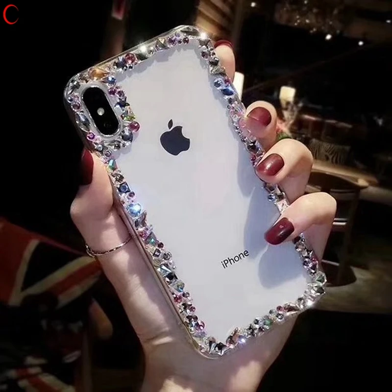 Luxury Glitter Diamond Phone Case for IPhone X 6 6S Plus Back Cover Soft Silican TPU Transparent 7 8 Fundas |