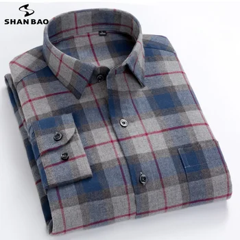 

SHANBAO brand plaid fashion men's long-sleeved shirt 2020 spring new style high quality comfortable cotton business casual shirt