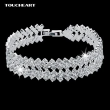 Luxury Crystal Bracelets For Women Silver color Bracelets Bangles Femme Bridal Wedding Jewelry 2016 Vintage Bracelet