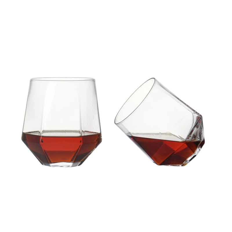 

Set of 2 350ml Creative handmade blown polygon whiskey glass for bar household daily water glasses for mixed drinking glass