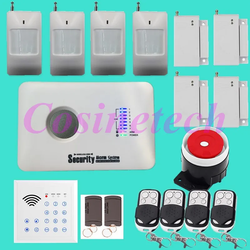 

Cheap classical SMS GSM Alarm system Home security alarm system with remote controlled Keypad,RFID tag,PIR detector,door sensor