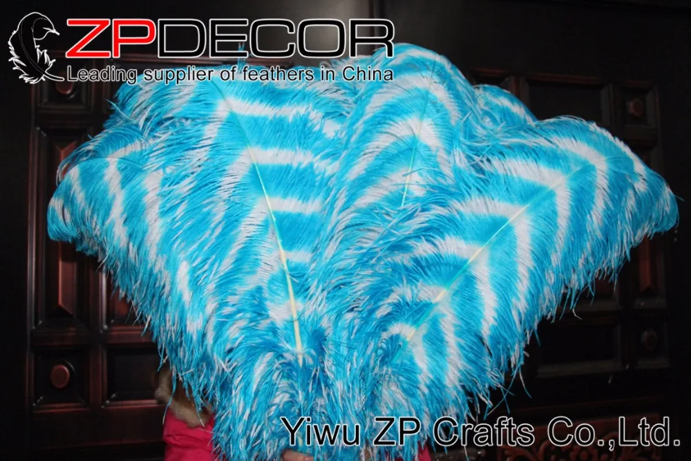 65-70cm ostrich feahters turquoise and white (5)