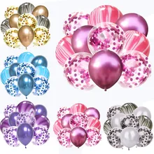 10Pcs Mixed Gold Konfetti Ballons Geburtstag Party Dekoration Kinder Erwachsene Metallic Ballon Luft Ball Geburtstag Ballon Decor Ballon(China)